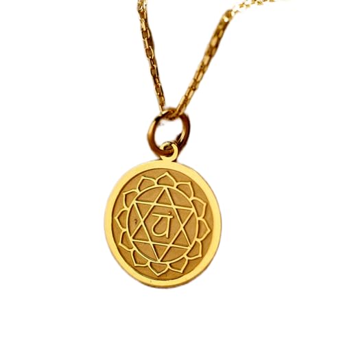 LKBEADS halskette aus 925er Sterlingsilber| 24 mm 18-Zoll-Kette Herzchakra- Anahata-Yoga- Anahata- Yoga Chakra Herzchakra-Symbol handgefertigte Vergoldung L_01044 von LKBEADS