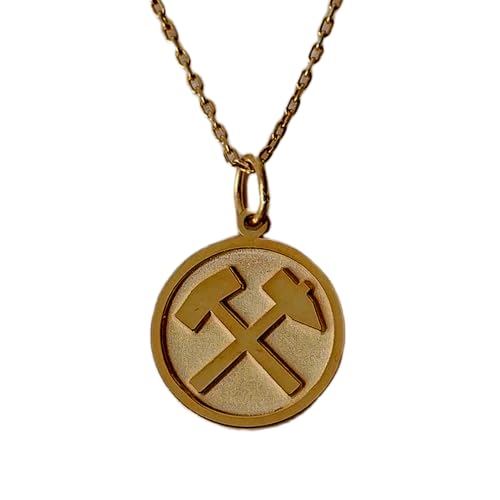 LKBEADS halskette aus 925er Sterlingsilber| 24 mm| 45|7 cm lange Kette| Bergmann-| Bergmann-| Bergmann-Münz| Axt- und Spitzhacken-| Geburtstag| handgefertigter Schmuck mit Vergoldung| L_01256 von LKBEADS