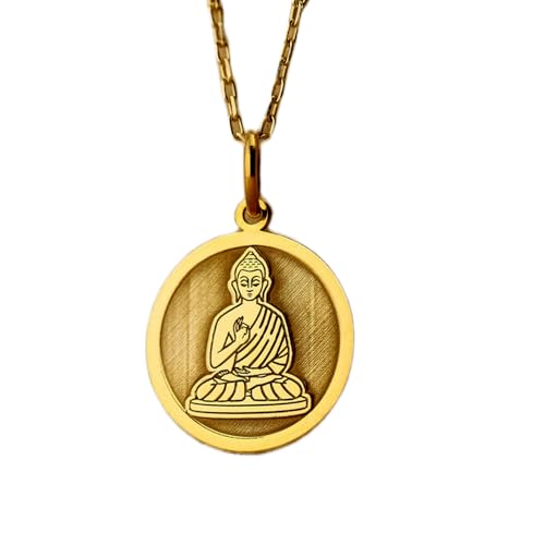 LKBEADS halskette aus 925er Sterlingsilber| 24 mm| 45|7 cm lange Kette| Budai-| Buddha-| buddhistische | Buddha-Schmuck| Frau| handgefertigter Schmuck mit Vergoldung| L_01178 von LKBEADS