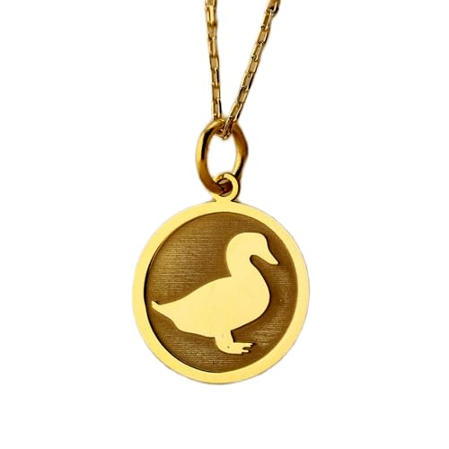 LKBEADS halskette aus 925er Sterlingsilber| 24 mm| 45|7 cm lange Kette| Enten| personalisierter Enten| zierliche Ente| Entenscheibe| Tier| Frau| handgefertigt| vergoldet| L_01045 von LKBEADS