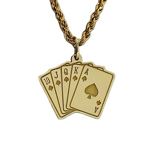 LKBEADS halskette aus 925er Sterlingsilber| 25 x 22 mm| 45|7 cm lange Kette| Pik-Karten-| Schmuck Spielkarten und Pokerspieler| Glücksbringer| Glücksspielkarten| handgefertigte Vergoldung| LG_00775 von LKBEADS