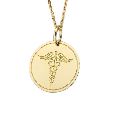 LKBEADS halskette aus 925er Sterlingsilber| 26 mm 18-Zoll-Kette für medizinischen Notfalldienst Notfallkontakt- Sanitäter- Sanitäter-Schmuckstück Krankenschwester Vergoldung| handgefertigt LG_00057 von LKBEADS