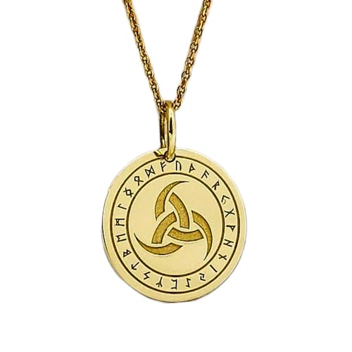 LKBEADS halskette aus 925er Sterlingsilber| 28 mm 18 Zoll Kette Wikingersymbol Odins Horn- keltischer Charme vergoldeter Triskele-Schmuck skandinavischer Odin- vergoldet| handgefertigt |LG_00258 von LKBEADS