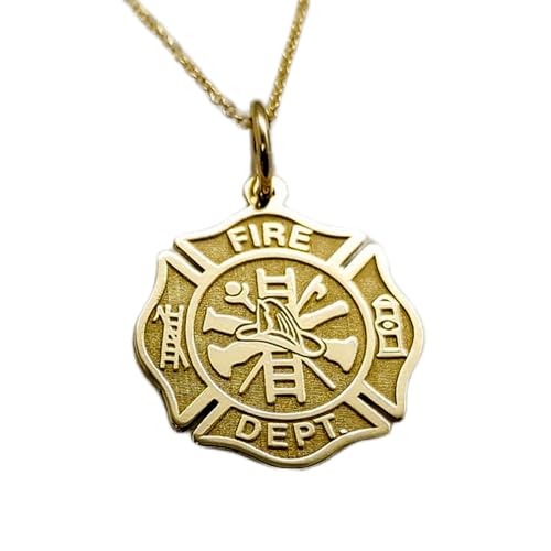 LKBEADS halskette aus 925er Sterlingsilber| 28 mm| 45|7 cm Kette| Feuerwehrmann-| Feuerwehrmann-| Feuerwehrmann-Münz| gravierter Feuerwehr-Scheibe| handgefertigter Vergoldung| LG_00853 von LKBEADS