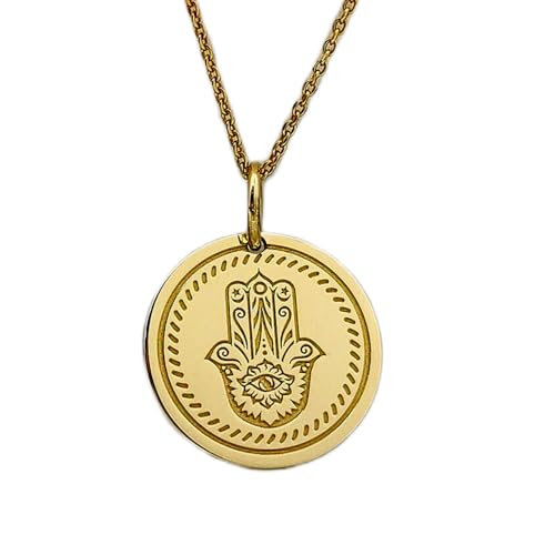 LKBEADS halskette aus 925er Sterlingsilber| 28 mm| 45|7 cm Kette| vergoldeter Fatima-| Hamsa-| Schutzschmuck| Gottes| Hamsa| Glücksbringer| vergoldet| handgefertigt| LG_00268 von LKBEADS