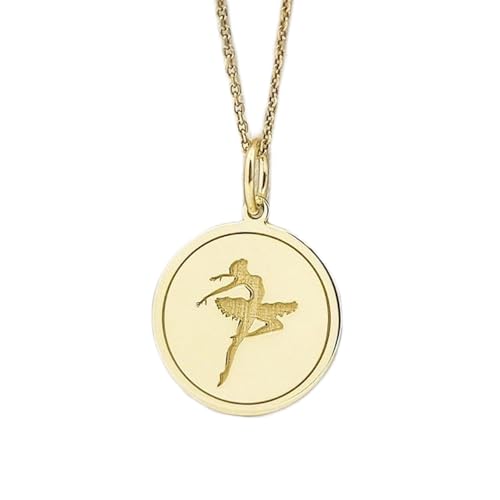LKBEADS halskette aus 925er Sterlingsilber| 28 mm| 45|7 cm lange Kette| Ballett-Schmuck Ballerina-Scheibe| Balletttänzerin| Ballett-Charm| gravierter Ballerina-| handgefertigte Vergoldung| LG_00142 von LKBEADS