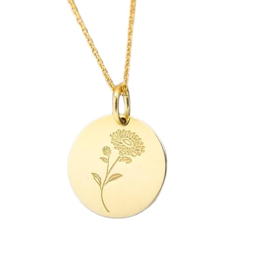 LKBEADS halskette aus 925er Sterlingsilber| 28 mm| 45|7 cm lange Kette| Mari-Blumen-| Geburtsblumen- für Oktober| Mari-Schmuck| Mari-Blumen- Münze| handgefertigter Schmuck Vergoldung| LG_00161 von LKBEADS