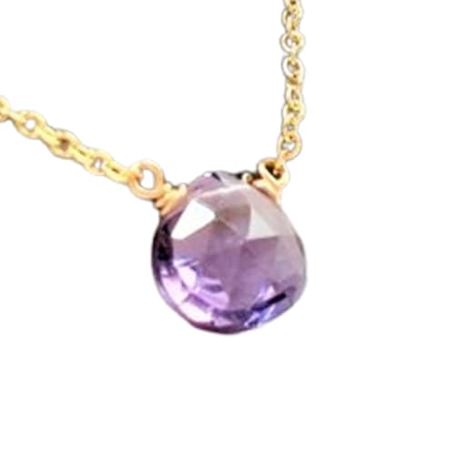 LKBEADS natürlicher Amethyst 10x8 mm birnenförmig facettiert lila Anhänger 925 Sterling Silber Birnenkette mit 18 Zoll Kabelkette Frieden spirituelle Heilung Stressabbau drittes Auge Chakra|gmpd_0501 von LKBEADS