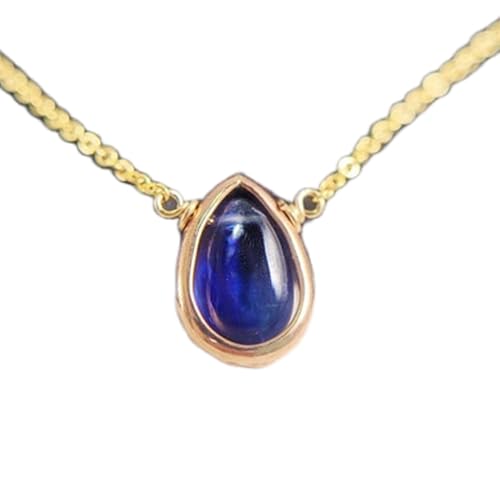 LKBEADS natürlicher Kyanit 12x8 mm birnenförmiger glatter blauer Anhänger 925 Sterling Silber Birnenhalskette mit 18 Zoll Kabelkette Heilenergie spiritueller Schmuck Geschenk Damen & Herren|gmpd_0039 von LKBEADS