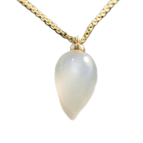 LKBEADS natürlicher Mondstein 12x8 mm birnenförmig glatt weiß Anhänger 925 Sterling Silber Tropfen Halskette mit 18 Zoll Kabelkette Neubeginn Intuition feminine Energie Geschenk |gmpd_0522 von LKBEADS