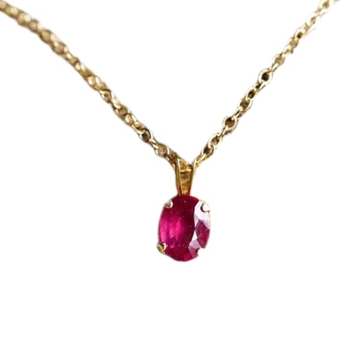 LKBEADS natürlicher Rubin 8 x 6 mm oval facettiert rosa Anhänger 925 Sterling Silber ovale Halskette mit 18 Zoll Ankerkette Liebe Leidenschaft Energie Kraft Vitalität Geschenk Frauen &|gmpd_0065 von LKBEADS