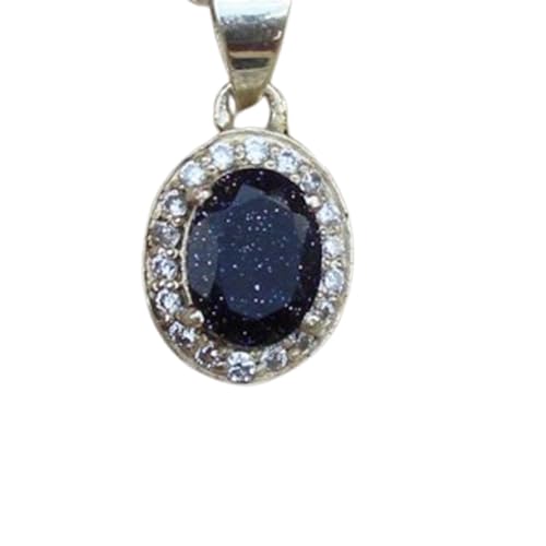 LKBEADS natürlicher Sandstein 15x13 mm oval facettiert schwarz Anhänger 925 Sterling Silber ovale Halskette mit 18 Zoll Kabelkette Heilenergie spiritueller Schmuck Geschenk Frauen|gmpd_0463 von LKBEADS