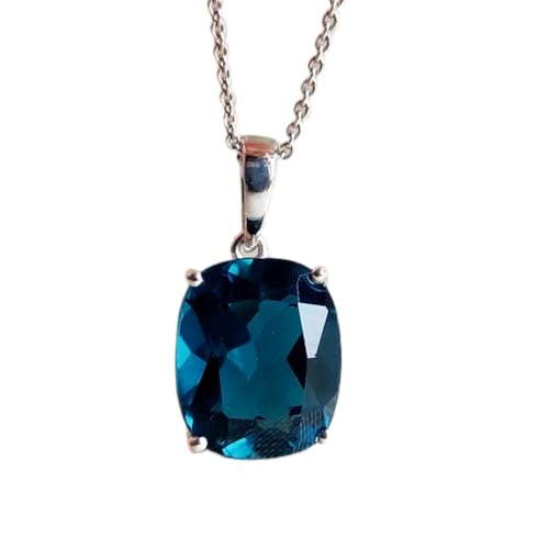 LKBEADS natürlicher blauer Topas 15x13 mm Kissen facettiert blau Anhänger 925 Sterling Silber ovale Halskette mit 18 Zoll Kabelkette Heilenergie spiritueller Schmuck Geschenk |gmpd_0326 LKBEADS natürlicher blauer Topas 15x13 mm Kissen facettiert blau Anhänger 925 Sterling Silber ovale Halskette mit 18 Zoll Kabelkette Heilenergie spiritueller Schmuck Geschenk |gmpd_0326 von LKBEADS