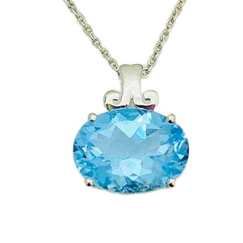 LKBEADS natürlicher blauer Topas 18x13 mm oval facettiert blau Anhänger 925 Sterling Silber ovale Halskette mit 18 Zoll Kabelkette Heilenergie spiritueller Schmuck Geschenk Frauen|gmpd_0237 von LKBEADS