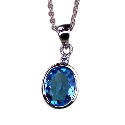 LKBEADS natürlicher blauer Topas 20x10 mm oval facettiert blau Anhänger 925 Sterling Silber ovale Halskette mit 18 Zoll Kabelkette Heilenergie spiritueller Schmuck Geschenk Frauen|gmpd_0217 von LKBEADS