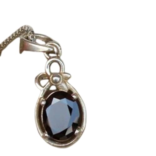 LKBEADS natürlicher schwarzer Onyx 10x8 mm oval facettiert schwarzer Anhänger 925 Sterling Silber ovale Halskette mit 18 Zoll Kabelkette Heilenergie spiritueller Schmuck Geschenk Frauen|gmpd_0457 von LKBEADS