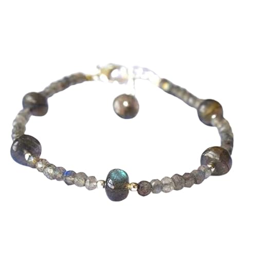 Labradorit, 2–4 mm, Rondellform, facettierte und glatt geschliffene Perlen, 17,8 cm, verstellbarer versilberter Verschluss, Armband für Männer und Frauen | LK_STACK_04018 Labradorit, 2–4 mm, Rondellform, facettierte und glatt geschliffene Perlen, 17,8 cm, verstellbarer versilberter Verschluss, Armband für Männer und Frauen | LK_STACK_04018 von LKBEADS