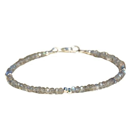 Labradorit, 3 mm, Rondellform, facettierte Perlen, 17,8 cm, versilberter Verschluss, Armband für Männer und Frauen | LK_STACK_04106 Labradorit, 3 mm, Rondellform, facettierte Perlen, 17,8 cm, versilberter Verschluss, Armband für Männer und Frauen | LK_STACK_04106 von LKBEADS