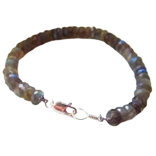 Labradorit, 4–4,5 mm, Rondellform, facettierte Perlen, 17,8 cm, versilberter Verschluss, Armband für Männer und Frauen | LK_STACK_04119 Labradorit, 4–4,5 mm, Rondellform, facettierte Perlen, 17,8 cm, versilberter Verschluss, Armband für Männer und Frauen | LK_STACK_04119 von LKBEADS