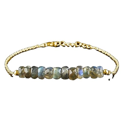Labradorit, 4–4,5 mm, Rondellform, facettierte Perlen, 17,8 cm, verstellbarer vergoldeter Verschluss, Armband für Männer und Frauen | LK_STACK_04120 Labradorit, 4–4,5 mm, Rondellform, facettierte Perlen, 17,8 cm, verstellbarer vergoldeter Verschluss, Armband für Männer und Frauen | LK_STACK_04120 von LKBEADS