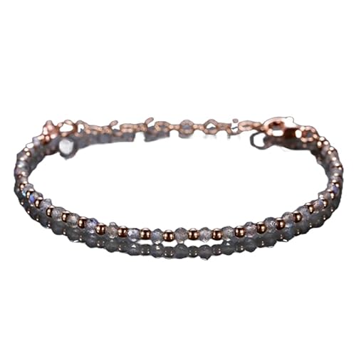 Labradorit-Perlen, rund, 3 mm, facettiert, geschliffen, 17,8 cm, rosévergoldeter Verschluss, Armband für Herren und Damen | LK_STACK_04170 Labradorit-Perlen, rund, 3 mm, facettiert, geschliffen, 17,8 cm, rosévergoldeter Verschluss, Armband für Herren und Damen | LK_STACK_04170 von LKBEADS