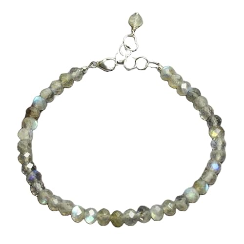 Labradorit-Perlen, rund, 4 mm, facettiert, geschliffen, 17,8 cm, verstellbarer versilberter Verschluss, Armband für Männer und Frauen | LK_STACK_04189 Labradorit-Perlen, rund, 4 mm, facettiert, geschliffen, 17,8 cm, verstellbarer versilberter Verschluss, Armband für Männer und Frauen | LK_STACK_04189 von LKBEADS