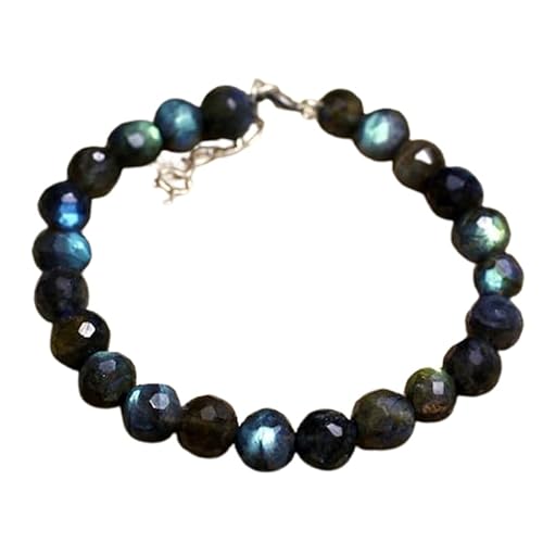 Labradorit-Perlen, rund, 8 mm, facettiert, geschliffen, 17,8 cm, verstellbarer versilberter Verschluss, Armband für Männer und Frauen | LK_STACK_04202 Labradorit-Perlen, rund, 8 mm, facettiert, geschliffen, 17,8 cm, verstellbarer versilberter Verschluss, Armband für Männer und Frauen | LK_STACK_04202 von LKBEADS
