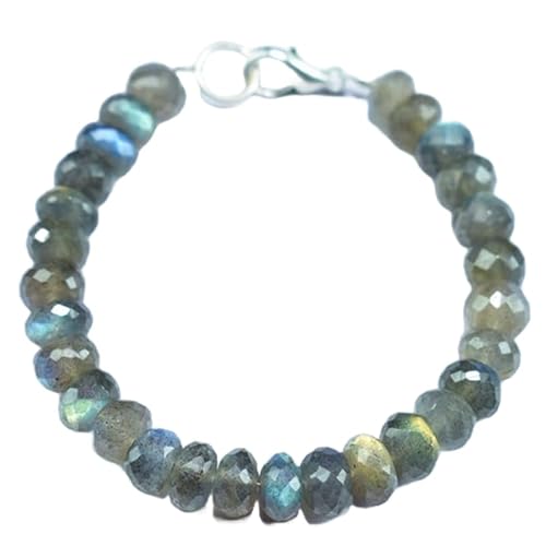 Labradorit-Perlen in Rondellform, 8 mm, facettiert, geschliffen, 17,8 cm, versilberter Verschluss, Armband für Männer und Frauen | LK_STACK_04132 Labradorit-Perlen in Rondellform, 8 mm, facettiert, geschliffen, 17,8 cm, versilberter Verschluss, Armband für Männer und Frauen | LK_STACK_04132 von LKBEADS