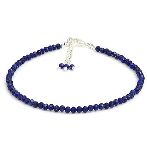 Lapislazuli, 2–2,5 mm, runde Form, facettierte Perlen, 17,8 cm, verstellbarer versilberter Verschluss, Armband für Männer und Frauen | LK_STACK_04297 Lapislazuli, 2–2,5 mm, runde Form, facettierte Perlen, 17,8 cm, verstellbarer versilberter Verschluss, Armband für Männer und Frauen | LK_STACK_04297 von LKBEADS