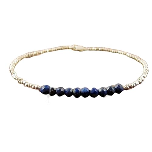 Lapislazuli, 3–3,5 mm, runde Form, facettierte Perlen, 17,8 cm, versilberter Verschluss, Armband für Männer und Frauen | LK_STACK_04345 Lapislazuli, 3–3,5 mm, runde Form, facettierte Perlen, 17,8 cm, versilberter Verschluss, Armband für Männer und Frauen | LK_STACK_04345 von LKBEADS