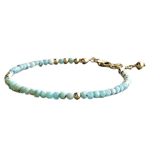 Larimar-Perlen, rund, 3–3,5 mm, facettiert, geschliffen, 17,8 cm, verstellbarer vergoldeter Verschluss, Armband für Männer und Frauen | LK_STACK_04460 Larimar-Perlen, rund, 3–3,5 mm, facettiert, geschliffen, 17,8 cm, verstellbarer vergoldeter Verschluss, Armband für Männer und Frauen | LK_STACK_04460 von LKBEADS