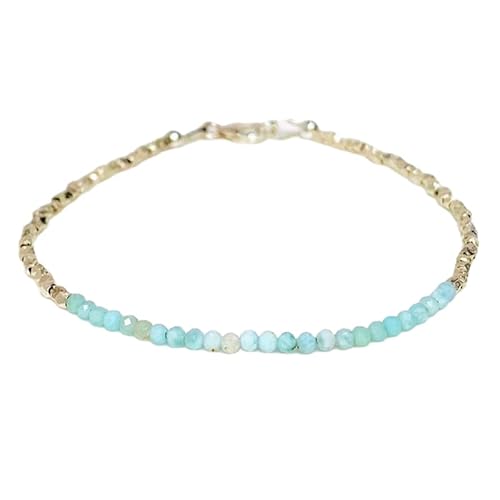 Larimar-Perlen, rund, 3 mm, facettiert, geschliffen, 17,8 cm, versilberter Verschluss, Armband für Männer und Frauen | LK_STACK_04463 Larimar-Perlen, rund, 3 mm, facettiert, geschliffen, 17,8 cm, versilberter Verschluss, Armband für Männer und Frauen | LK_STACK_04463 von LKBEADS