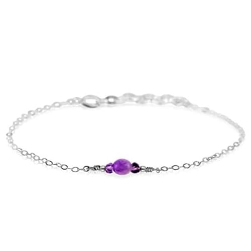 Lavendelfarbener Amethyst, 2–4 mm, ovale Form, glatt geschliffene Perlen, 17,8 cm, verstellbarer versilberter Verschluss, Armband für Männer und Frauen | LK_STACK_04474 von LKBEADS