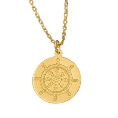 Luxus-Anhänger aus 925er Sterlingsilber, 22 mm, ohne Kette, Dharma-Rad – buddhistischer Symbolschmuck, handgefertigtes Dharmachakra, spirituelle Meditation oder für ihn, vergoldet | LK_OPC_01836 von LKBEADS