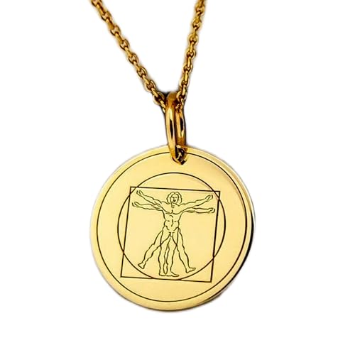Luxus-Anhänger aus 925er Sterlingsilber, 28 mm, ohne Kette, Vitruvianischer Mensch, Leonardo Da Vinci, Schmuck für Menschenmalerei, vergoldeter Charm, vergoldet|LK_OPC_00260 von LKBEADS