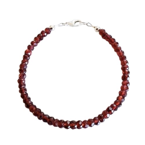 Mosambik-Granat, 3–3,5 mm, Rondellform, facettierte Perlen, 17,8 cm, verstellbarer versilberter Verschluss, Armband für Männer und Frauen | LK_STACK_04771 von LKBEADS