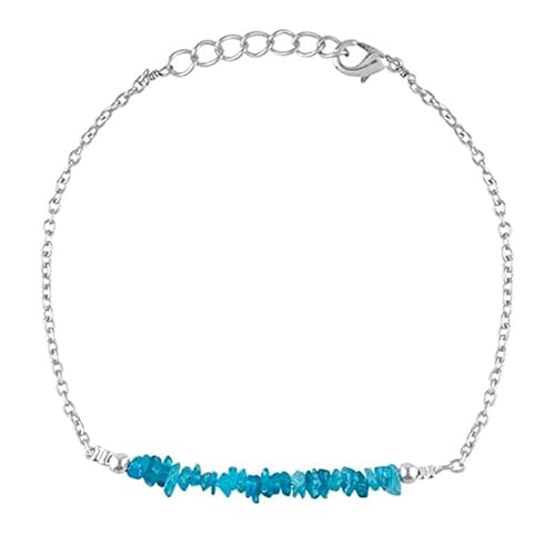 Neonblauer Apatit, 3–4 mm, ungeschliffene Splitterform, grob geschliffene Perlen, 17,8 cm, verstellbarer versilberter Verschluss, Armband für Männer und Frauen | LK_STACK_05168 Neonblauer Apatit, 3–4 mm, ungeschliffene Splitterform, grob geschliffene Perlen, 17,8 cm, verstellbarer versilberter Verschluss, Armband für Männer und Frauen | LK_STACK_05168 von LKBEADS
