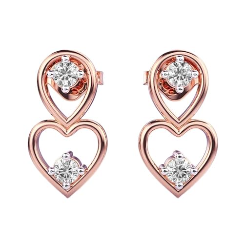 Ohrring „Hearty Affair“ aus 925er Sterlingsilber | Roségold-Beschichtung | Steinzahl 4 | Edelsteingröße 0,01–0,07 mm | Gewicht 0,2 Karat | Form rund | 1,84 Gramm | LKE_R_00241 von LKBEADS
