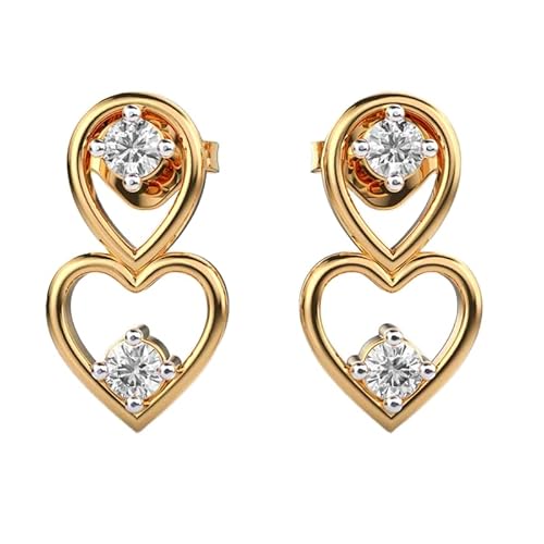 Ohrring „Hearty Affair“ aus 925er Sterlingsilber | Vergoldung | Steinzahl 4 | Edelsteingröße 0,01–0,07 mm | Gewicht 0,2 Karat | Form rund | 1,84 Gramm | LKE_G_00241 von LKBEADS