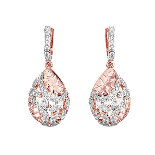 Ohrringe „Beyond Dewdrop“ aus 925er Sterlingsilber | Roségold-Beschichtung | Steinzahl: 88 | Edelsteingröße: 0,01–0,10 mm | Gewicht: 0,89 Karat | Form: rund | 5,978 Gramm | LKE_R_00249 von LKBEADS