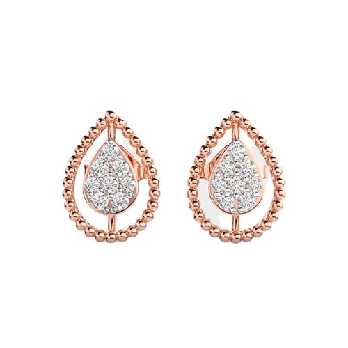 Ohrringe „Bounded Dew“ aus 925er Sterlingsilber | Roségold-Beschichtung | Anzahl der Steine: 16 | Edelsteingröße: 0,01–0,10 mm | Gewicht: 0,18 Karat | Form: rund | 1,386 Gramm | LKE_R_00210 von LKBEADS