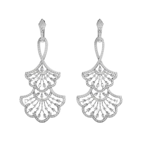 Ohrringe „Fancy Fans“ aus 925er Sterlingsilber | Versilberung, Nr. Stein: 370, Edelsteingröße: 0,01–0,17 mm | Gewicht: 6,927 Karat, Form: rund und birnenförmig | 15,555 Gramm || W_00158 von LKBEADS