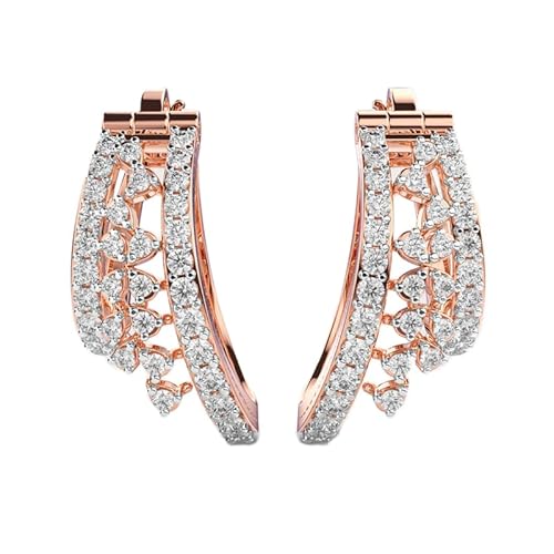 Ohrringe „Sleek Radiance“ aus 925er Sterlingsilber | Roségold-Beschichtung | Steinzahl: 72 | Edelsteingröße: 0,01–0,07 mm | Gewicht: 1,07 Karat | Form: rund | 7,904 Gramm | LKE_R_00144 von LKBEADS