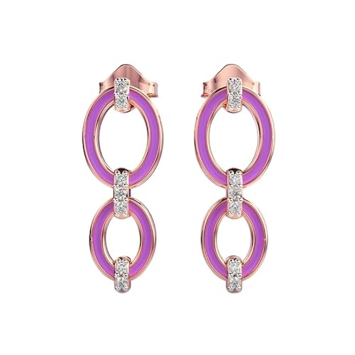 Ohrringe „Surreal Rhythm“ aus 925er Sterlingsilber | Roségold-Beschichtung | Anzahl der Steine: 14 | Edelsteingröße: 0,1 mm | Gewicht: 0,08 Karat | Form: rund | 2,738 Gramm | LKE_R_00264 von LKBEADS