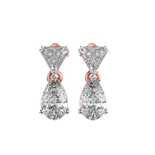 Ohrringe aus umgedrehtem Weinglas aus 925er Sterlingsilber | Roségold-Beschichtung | Steinzahl: 4 | Edelsteingröße: 0,50–1,49 mm | Gewicht: 3,62 Karat | Form: Birne/Trillon | 3,724 Gramm || R_00178 von LKBEADS