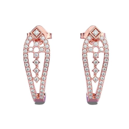 Ohrringe mit Aurora-Charm-Cluster aus 925er Sterlingsilber | Roségold-Beschichtung | Steinzahl: 76 | Edelsteingröße: 0,01–0,10 mm | Gewicht: 0,415 Karat | Form: rund | 3,653 Gramm || R_00172 von LKBEADS