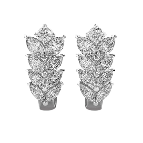 Ohrringe mit Blütenblättern aus 925er Sterlingsilber | Versilberung, Anzahl der Steine: 18, Edelsteingröße: 0,08–0,29 mm | Gewicht: 2,88 Karat, Form: rund und Marquise | 5,076 Gramm | W_00213 von LKBEADS