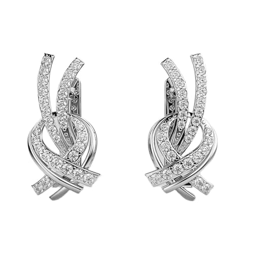 Ohrringe mit funkelnden Wirbeln aus 925er Sterlingsilber | Versilberung, Anzahl der Steine: 60, Edelsteingröße: 0,01–0,10 mm, Gewicht: 0,4 Karat, Form: rund, 5 Gramm || W_00039 von LKBEADS