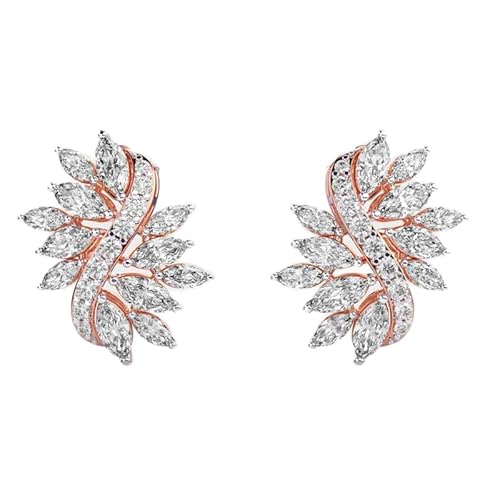 Ohrstecker „Buoyant Bunch“ aus 925er Sterlingsilber | Roségoldbeschichtung | Anzahl der Steine: 42 | Edelsteingröße: 0,01–0,17 mm | Gewicht: 2,49 Karat | Form: Rund & Marquise | 5,658 Gramm || R_00189 von LKBEADS