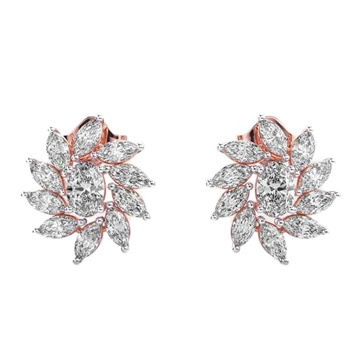 Ohrstecker „Dancing Petals“ aus 925er Sterlingsilber | Roségold-Beschichtung, Nr. Stein: 22, Edelsteingröße: 0,01–0,22 mm, Gewicht: 1,35 Karat, Form: Oval und Marquise, 4,17 Gramm || R_00224 von LKBEADS